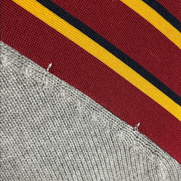 Tommy Hilfiger Gray V-Neck Sweater with Multicolor Stripes - Picture 6 of 11